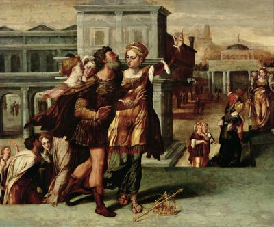 Augustus (63-14 v. Chr.) und die Tiburtinische Sibylle, ca. 1540-50 von Netherlandish School